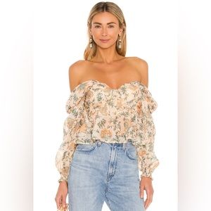 House of Harlow 1960 x Sofia Richie Burna Blouse in Neutral